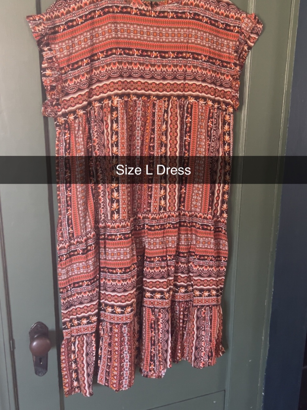Boho Printed Midi Dress in Rust Pattern